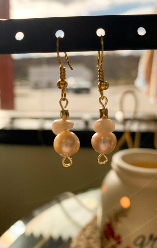 Fresh Water Pearl and Crystal Earrings