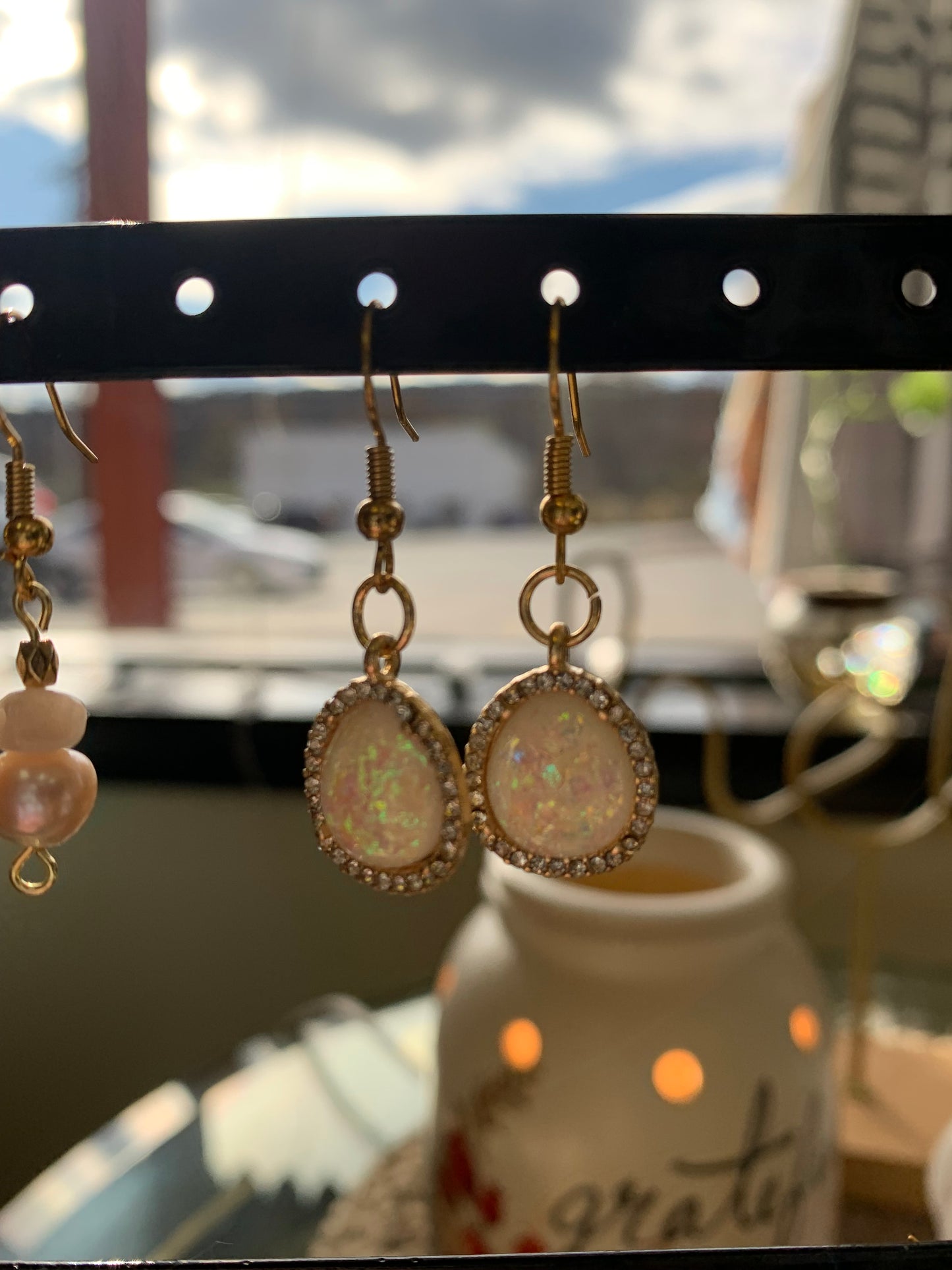 Gold and Opal Earrings