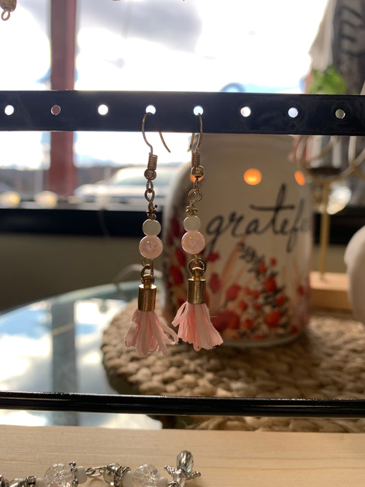 Pink Tassel Earrings